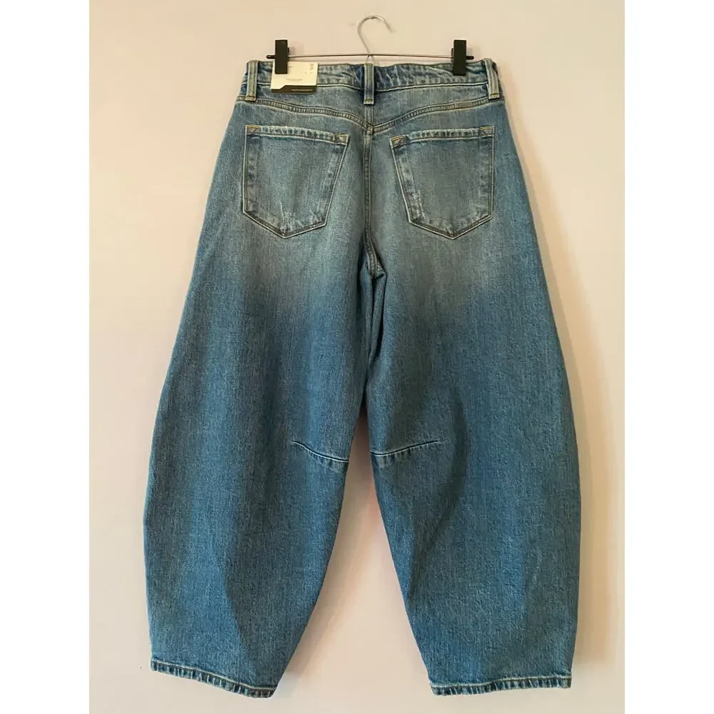 NWT KanCan Barrel Leg High Rise Horseshoe Fit Jeans Medium Wash Women's 9 / 28 - Picture 7 of 13